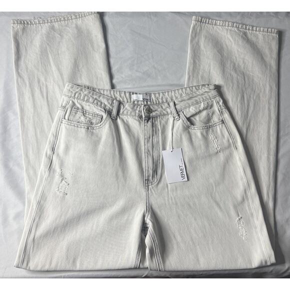 NWT VERVET Distressed Grunge Ripped Jeans Light Wash Denim Straight Leg Size 31 - Picture 4 of 12